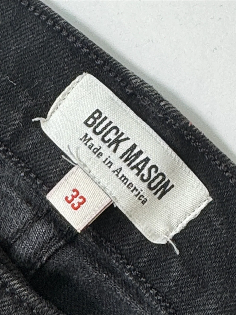BUCK MASON Selvedge Slim Fit Black Jeans Button Fly Classic Stretch Men's 33 - Picture 2 of 14